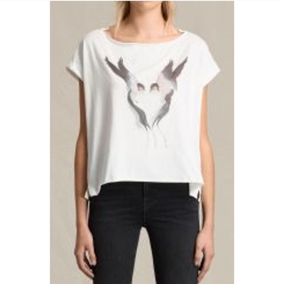 White Graphic All Saints Women's Top - Picture 1 of 9
